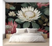 Générique Papier Peint Panoramique Fleur, Papier Peint Fleurs Blanc Rose Fond pour Chambre Wallpaper, Fresque Murale pour Salon Salle Deco Murale, 350x256cm D&O79