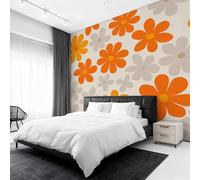 Générique Papier Peint Panoramique Fleur Rétro 350x256, Tapisserie Murales Papier Peint Floral Hippie Groovy Décoration Murale Salon, Intissé Wallpaper W&42