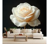 Générique Papier Peint Panoramique Fleurie, Décoration Murale Roses Couleur Crème, Illusion Optique 3D Fresque Murale Art Mural Décoratif Moderne Salon Chambre Enfant Facile À Installer 200X140cm