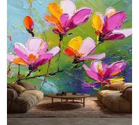 Générique Papier Peint Panoramique Fleurie Magnolia - Papier Peint Peinture à l'huile Fleur - Deco Chambre Salon - Fresque Murale - Wallpaper - 200x140 cm A-5419