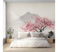 Générique Papier Peint Panoramique Fleurs de Cerisier, Papier Peint Asie Orientale Japonaise Fond pour Chambre Wallpaper, Fresque Murale pour Salon Salle Deco Murale, 200x140cm D&O152