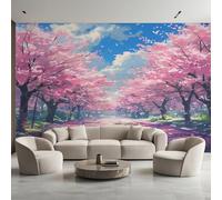 Générique Papier Peint Panoramique Fleurs de Cerisier, Papier Peint Floral Rose Tunnel Fond pour Chambre Wallpaper, Fresque Murale pour Salon Salle Deco Murale, 250x175cm D&O51