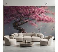 Générique Papier Peint Panoramique Fleurs de Cerisier, Papier Peint Japonais Fleur Rose Fond pour Chambre Wallpaper, Fresque Murale pour Salon Salle Deco Murale, 100x70cm D&O65