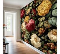 Générique Papier Peint Panoramique Fleurs Géantes, 300x210 cm | Papier Peint Pivoine Chrysanthème - Deco Chambre Salon - Fresque Murale - Wallpaper B1893