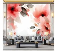 Générique Papier Peint Panoramique Fleurs Roses Romantiques 350x256 cm Papier Peint Intissé Mural, Poster Geant Mural 3D, pour Salon Chambre d'enfants restaurant Décoration Murale