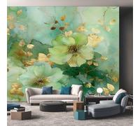 Générique Papier Peint Panoramique Fleurs Vert - Papier Peint Floral Fleur - Deco Chambre Salon - Fresque Murale - Wallpaper - 400x280 cm B-252