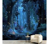 Générique Papier Peint Panoramique Forêt Contes Fées - Lucioles Chemin Forêt Mural pour Salon Chambre d'Enfant Couloir TV Fond Restaurant Décoration Murale Intissé 350 x 256 cm