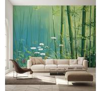 Générique Papier Peint Panoramique Forêt de Bambou, Papier Peint Marguerite Fleurs Sauvages Fond pour Chambre Wallpaper, Fresque Murale pour Salon Salle Deco Murale, 100x70cm D&O196