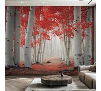 Générique Papier Peint Panoramique Forêt de Bouleaux, Papier Peint Paysage d'automne Fond pour Chambre Wallpaper, Fresque Murale pour Salon Salle Deco Murale, 366x254cm D&O149