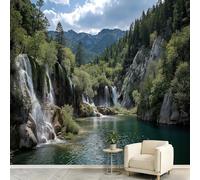 Générique Papier Peint Panoramique, Forêt Lac Cascade 400 x 280 cm 3D Poster Geant Mural - Paysage Naturel Papier Peint pour Salon, Adulte Chambre d'enfants et Étude Restaurant Décoration