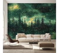 Générique Papier Peint Panoramique Forêt Mystérieuse, Papier Peint Ciel Étoilé Fond pour Chambre Wallpaper, Fresque Murale pour Salon Salle Deco Murale, 300x210cm D&O132