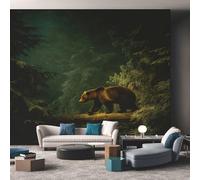 Générique Papier Peint Panoramique Forêt Ours - Papier Peint Vie Sauvage Chasse Rustique - Deco Chambre Salon - Fresque Murale - Wallpaper - 400x280 cm A-1872