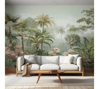 Générique Papier Peint Panoramique Forêt Tropical, Papier Peint Jungle Fleur Sauvage Palmier Fond pour Chambre Wallpaper, Fresque Murale pour Salon Salle Deco Murale, 450x315cm D&O27