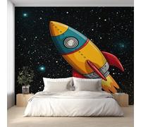 Générique Papier Peint Panoramique Fusée, Papier Peint Univers Étoilé Fond pour Chambre Wallpaper, Fresque Murale pour Salon Salle Deco Murale, 100x70cm D&O50