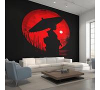 Générique Papier Peint Panoramique Geisha Japonaise, Papier Peint Soleil Rouge Japonais 500 x 350 cm, Photo Décoration Murale, Papiers Peints Intissé Décoration Murale Salon Chambre EL&D71