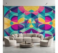 Générique Papier Peint Panoramique Géométrie Coloré, Papier Peint Cercle Arc Géométrie Irrégulière 416 x 254 cm, Photo Décoration Murale, Papiers Peints Intissé Décoration Murale Salon Chambre EL&D61