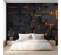 Générique Papier Peint Panoramique Géométrique 3D, Papier Peint Cube Abstrait Moderne 416 x 254 cm, Photo Décoration Murale, Papiers Peints Intissé Décoration Murale Salon Chambre EL&D78