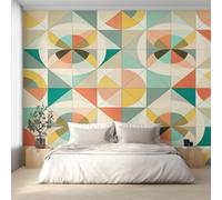 Générique Papier Peint Panoramique Géométrique, Papier Peint Milieu du Siècle Abstrait Fond pour Chambre Wallpaper, Fresque Murale pour Salon Salle Deco Murale, 200x140cm D&O52