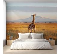 Générique Papier Peint Panoramique Girafe 200x140, Tapisserie Murales Papier Peint Animaux Sauvages Africain Décoration Murale Salon, Intissé Wallpaper W&48