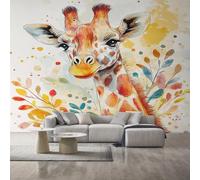 Générique Papier Peint Panoramique Girafe, Papier Peint Aquarelle Animaux Mignon Fond pour Chambre Wallpaper, Fresque Murale pour Salon Salle Deco Murale, 300x210cm D&O41
