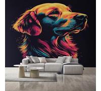 Générique Papier Peint Panoramique Golden Retriever, Papier Peint Chiot Mignon Graffiti Fond pour Chambre Wallpaper, Fresque Murale pour Salon Salle Deco Murale, 200x140cm D&O43