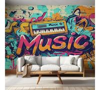 Générique Papier Peint Panoramique Graffiti Coloré Musique - Papier Peint Street Art Hip-Hop - Deco Chambre Salon - Fresque Murale - Wallpaper - 366x254 cm D56