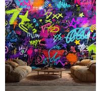 Générique Papier Peint Panoramique Graffiti - Papier Peint Hip Hop Hippie Street Urbain - Deco Chambre Salon - Fresque Murale - Wallpaper - 200x140 cm A-6941