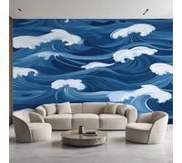 Générique Papier Peint Panoramique Grande Vague, Papier Peint Japonais Océan Fond pour Chambre Wallpaper, Fresque Murale pour Salon Salle Deco Murale, 450x315cm D&O66