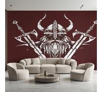 Générique Papier Peint Panoramique Guerrier Viking, Papier Peint Mythologie Nordique Fond pour Chambre Wallpaper, Fresque Murale pour Salon Salle Deco Murale, 300x210cm D&O73