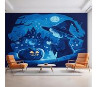 Générique Papier Peint Panoramique Halloween, Papier Peint Château Lanterne Citrouille 416 x 254 cm, Photo Décoration Murale, Papiers Peints Intissé Décoration Murale Salon Chambre D36