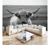 Générique Papier Peint Panoramique Haute Définition Animaux Prairie Vaches Décoration Murale Pour Chambre, Poster Géant Papier Peint Mural Intissé Gris 350 X 256 Cm Pour Salon Derrière Canapé Fond Tv