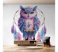 Générique Papier Peint Panoramique Hibou Coloré, Papier Peint Attrape-Rêves Fond pour Chambre Wallpaper, Fresque Murale pour Salon Salle Deco Murale, 366x254cm D&O174