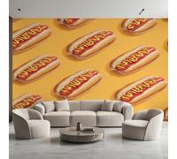 Générique Papier Peint Panoramique Hot Dog, Papier Peint Hot-Dog Restauration Rapide Abstrait 250 x 175 cm, Photo Décoration Murale, Papiers Peints Intissé Décoration Murale Salon Chambre EL&D65
