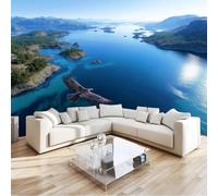 Générique Papier Peint Panoramique Hyperréaliste Île, Bleu Mural Xxl Lac Aigle 350 X 256 Cm Moderne Mural Pour Chambre D'Enfant - Papier Peint Photo Non Tissé