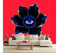 Générique Papier Peint Panoramique Œil, Papier Peint 3D Fleurs Abstraites 200X140Cm Illusion Optique 3D Fresque Murale Art Mural Décoratif Moderne Salon Chambre Enfant Facile À Installer