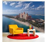 Générique Papier Peint Panoramique, Île Architecture Marine 300 x 210 cm 3D Poster Geant Mural - Vacances Plage Mer Papier Peint pour Salon, Adulte Chambre d'enfants et Étude Restaurant Décoration
