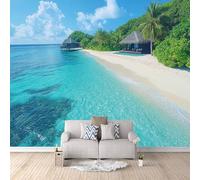 Générique Papier Peint Panoramique îles 250 x 175 cm - Papier Peint Intissé Revêtement, Plage Tropicale Avec Palmiers Mural pour Chambre Salon 3D Mural Moderne Décoration Murale