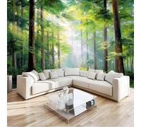 Générique Papier Peint Panoramique Impressionnisme Forêt Feuilles Herbes Nature Vert Sauge 200 x 140 cm - Tapisserie Murale Moderne en Non-tissé pour Salon, Chambre à Coucher ou Chambre d'enfant