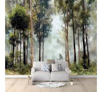 Générique Papier Peint Panoramique Impressionniste Jungle Soleil Peinture Arbre 300 x 210 cm, 3D Tapisserie Murale Vert Intissé, Poster Géant pour Salon, Chambre et Bureau