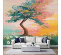 Générique Papier Peint Panoramique Impressionniste Paysage Arbre Coloré, 3D Papier Peint Intissé 200x140 cm Photo Poster Grand Mural Pour Salon Chambre Enfant Chambre Décoration Murale