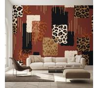 Générique Papier Peint Panoramique Imprimé Léopard, Papier Peint Collage Abstrait Fond pour Chambre Wallpaper, Fresque Murale pour Salon Salle Deco Murale, 152x104cm D&O148