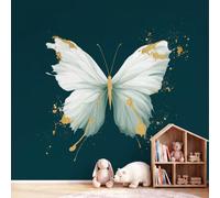 Générique Papier Peint Panoramique Insecte Tache d'Encre Luxe Moderne 200 x 140 cm - Décoration Murale Papillon Blanc Pâle - Tapisserie Murales Papier Peint Intissé - Poster Tableaux Photo Muraux