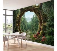 Générique Papier Peint Panoramique Inspirant Jungle Pierre Chemin | Papier Peint 3D Fantaisie Forêt Photo Murale, 200 x 140 cm Revêtement Décoration Mural pour Salle de Séjour Chambre Enfant