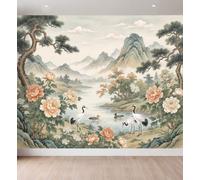 Générique Papier Peint Panoramique Inspirant Paysage Montagne Eau Chinois | Papier Peint 3D Classique Photo Murale, 250 x 175 cm Revêtement Décoration Mural pour Salle de Séjour Chambre Enfant Cuisine