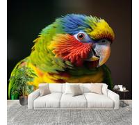 Générique Papier Peint Panoramique Intissé 200x140 cm Animaux Perroquets Gros Plan Amovible Format Personnalisé Papier Peint Photo Vert Murale Salon Chambre Chambre d'enfants Stickers muraux