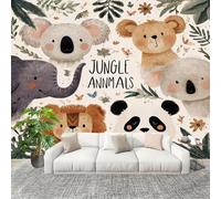 Générique Papier Peint Panoramique Intissé 200x140 cm Dessin Animé Animaux ThèMe Amovible Format Personnalisé Papier Peint Photo blanc clair Murale Salon Chambre Chambre d'enfants Stickers muraux