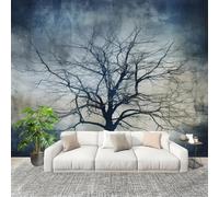 Générique Papier Peint Panoramique Intissé 200x140 cm RéTro Art Arbre Amovible Format Personnalisé Papier Peint Photo Bleu Murale Salon Chambre Chambre d'enfants Stickers muraux