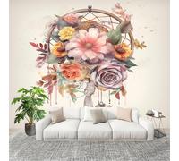 Générique Papier Peint Panoramique Intissé 200x140 cm Romance Attrape-RêVes Fleurs Amovible Format Personnalisé Papier Peint Photo Beige Murale Salon Chambre Chambre d'enfants Stickers muraux