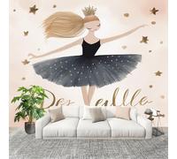 Générique Papier Peint Panoramique Intissé 200x140 cm Romance Ballerine Amovible Format Personnalisé Papier Peint Photo Beige Murale Salon Chambre Chambre d'enfants Stickers muraux