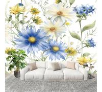 Générique Papier Peint Panoramique Intissé 300x210 cm ScèNe Pastorale ChrysanthèMes Amovible Format Personnalisé Papier Peint Photo Blanc Murale Salon Chambre Chambre d'enfants Stickers muraux